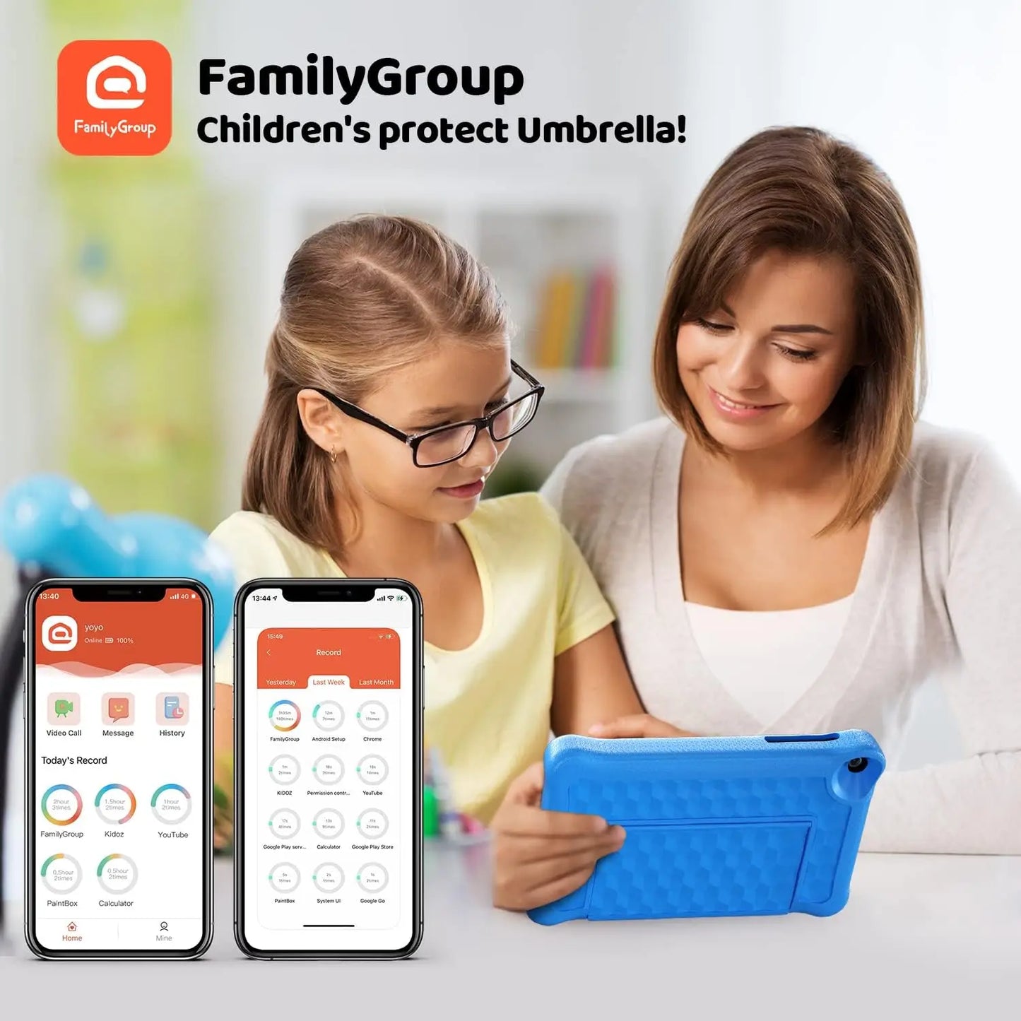 8 Inch Kids Tablet Android 11 Learning Tablet Quad Core Processor 2GB RAM 32GB Storage 128GB Expansion 5000mAh Child Eye Protection with Case