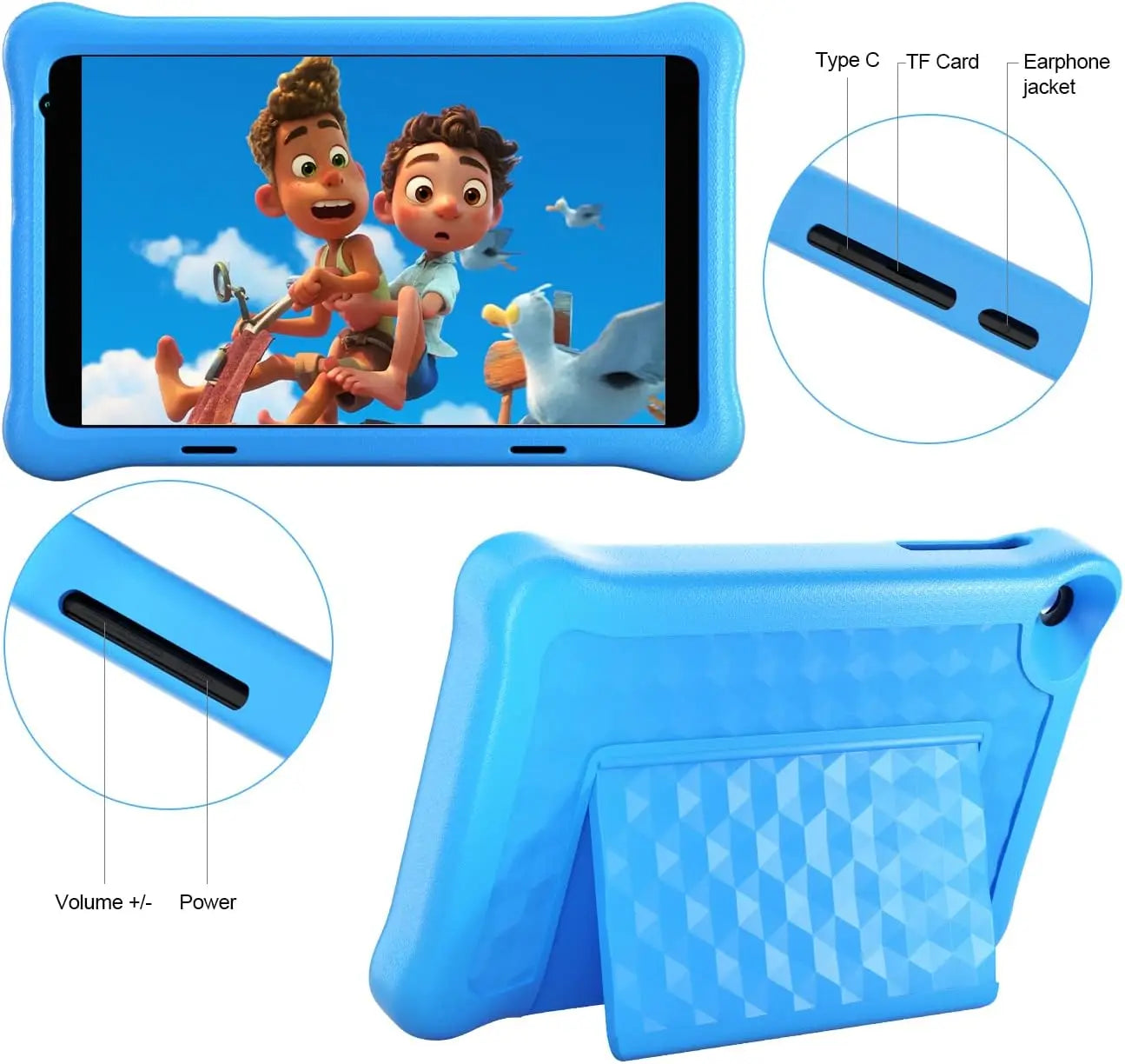 8 Inch Kids Tablet Android 11 Learning Tablet Quad Core Processor 2GB RAM 32GB Storage 128GB Expansion 5000mAh Child Eye Protection with Case