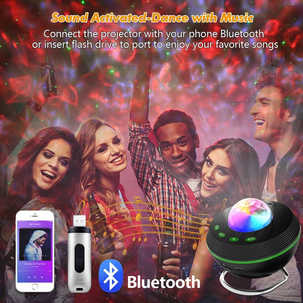 New WiFi Tuya Smart LED Star Galaxy Projector Ocean Wave Starry Sky Night Light Nebula Atmosphere Lamp Bluetooth USB Music Player