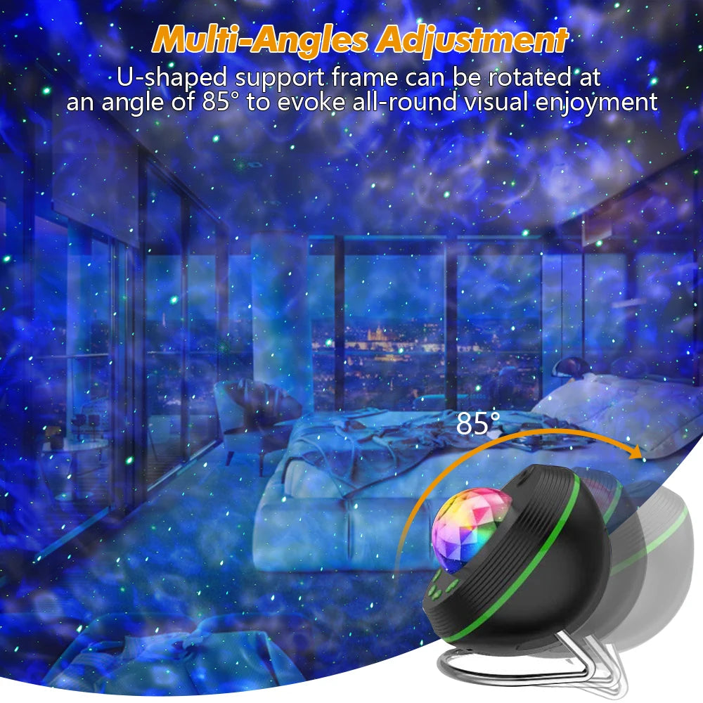 New WiFi Tuya Smart LED Star Galaxy Projector Ocean Wave Starry Sky Night Light Nebula Atmosphere Lamp Bluetooth USB Music Player