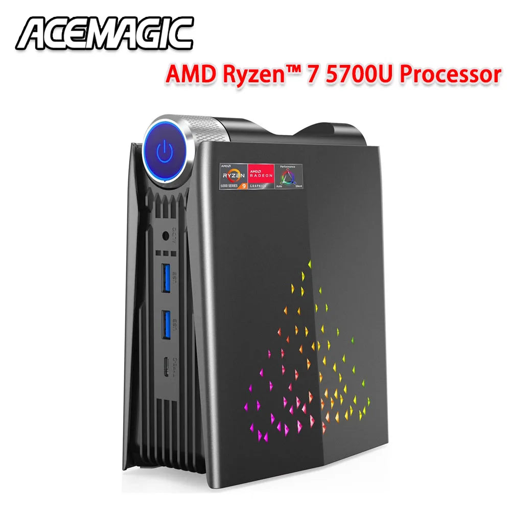 ACEMAGIC S3A Mini PC Gaming AMD Ryzen 7 5700U 16GB 32GB DDR4 512GB 1TB SSD RGB Light Control WiFi 6 BT 5.2 Gaming Computer