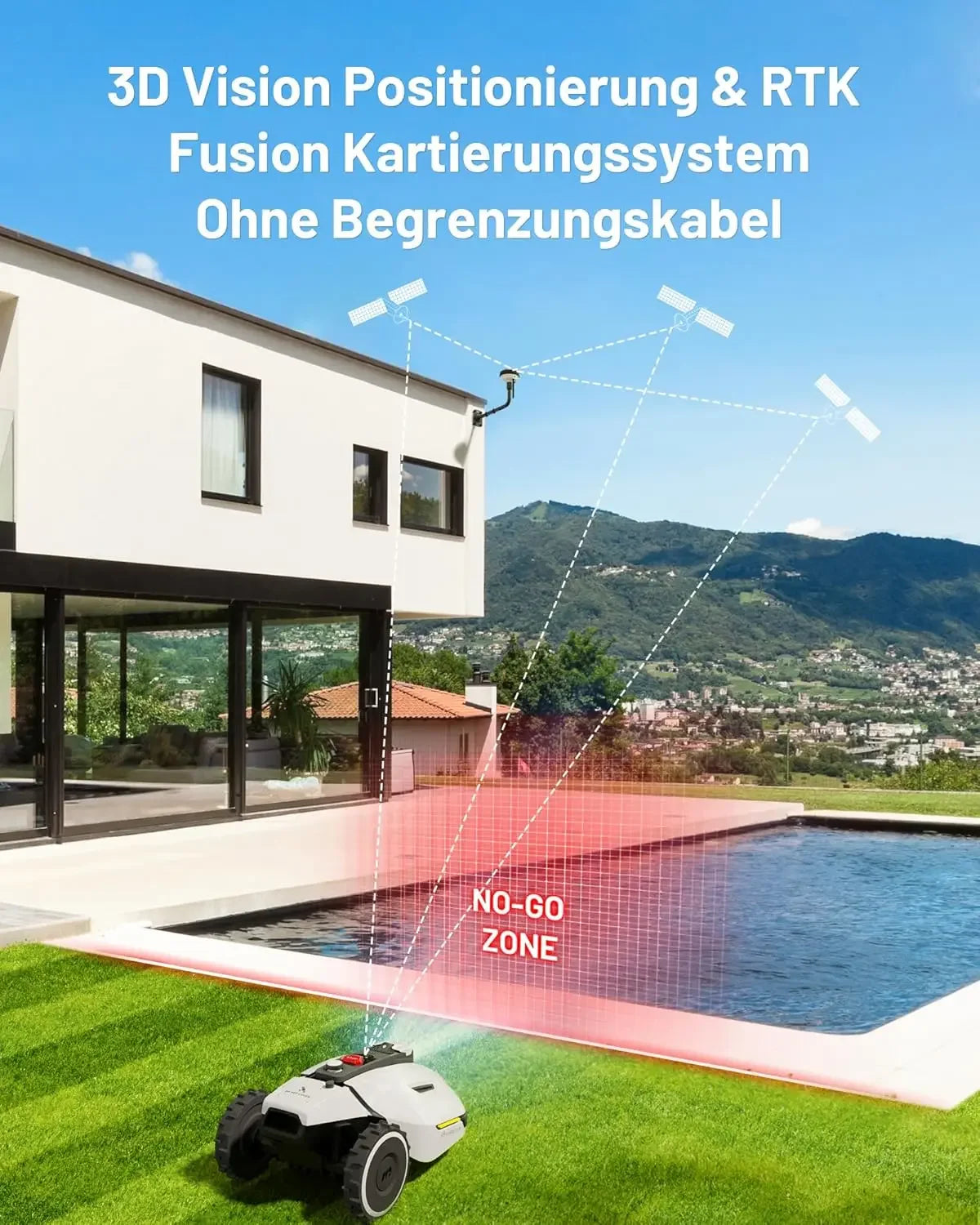 YUKA 1500 Robot Lawn Mower 2024 Version 3D Vision and RTK Technology Fusion Mapping System for 0.37 Acres Lawn 45 Percent Slope Battery Powered APP Control
