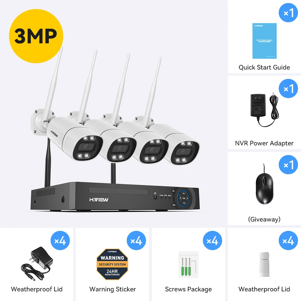 H View 8CH 5MP Wireless Wifi Camera Security System CCTV Video Surveillance Kit NVR Indoor Outdoor Two Way Audio Xmeye