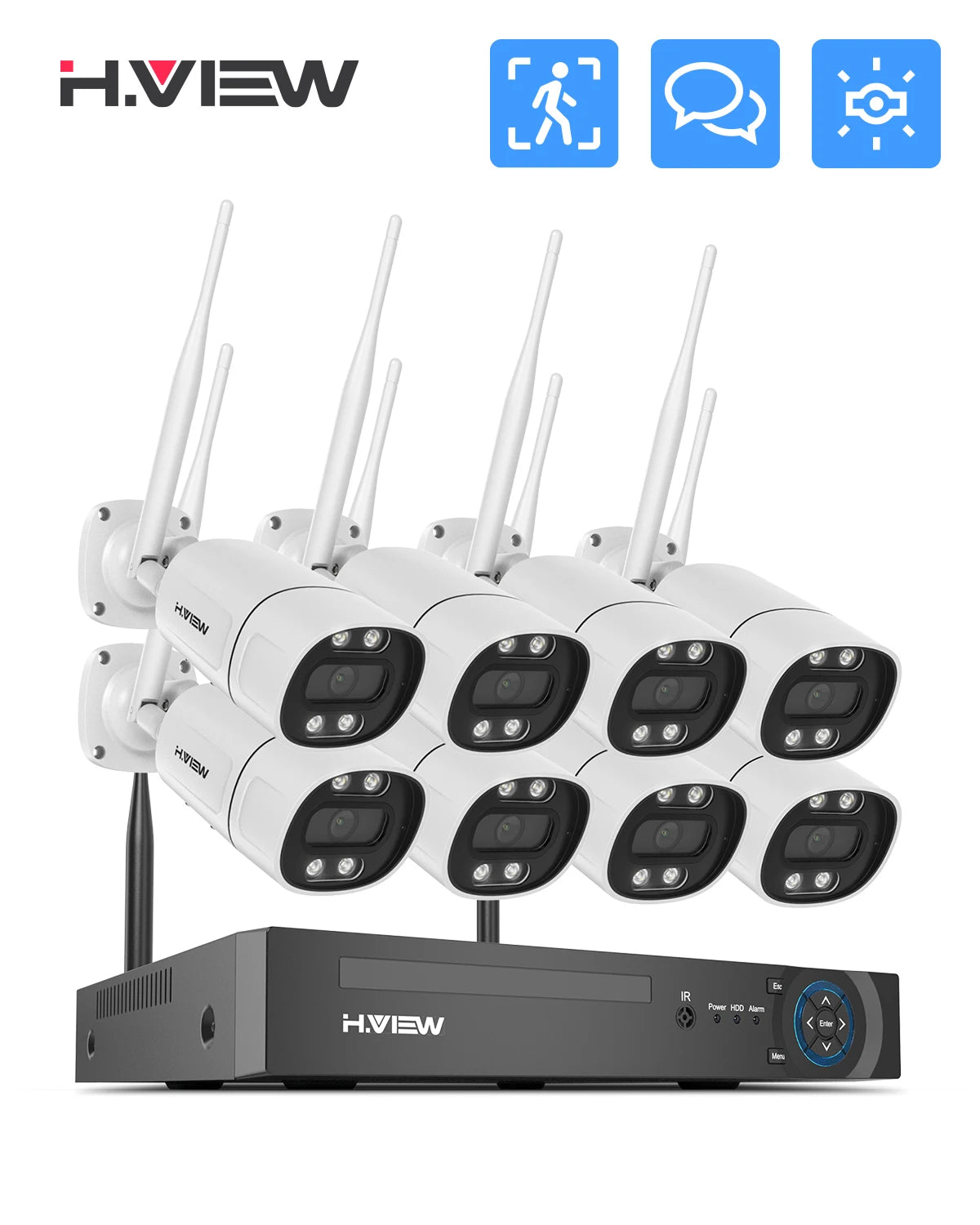 H View 8CH 5MP Wireless Wifi Camera Security System CCTV Video Surveillance Kit NVR Indoor Outdoor Two Way Audio Xmeye