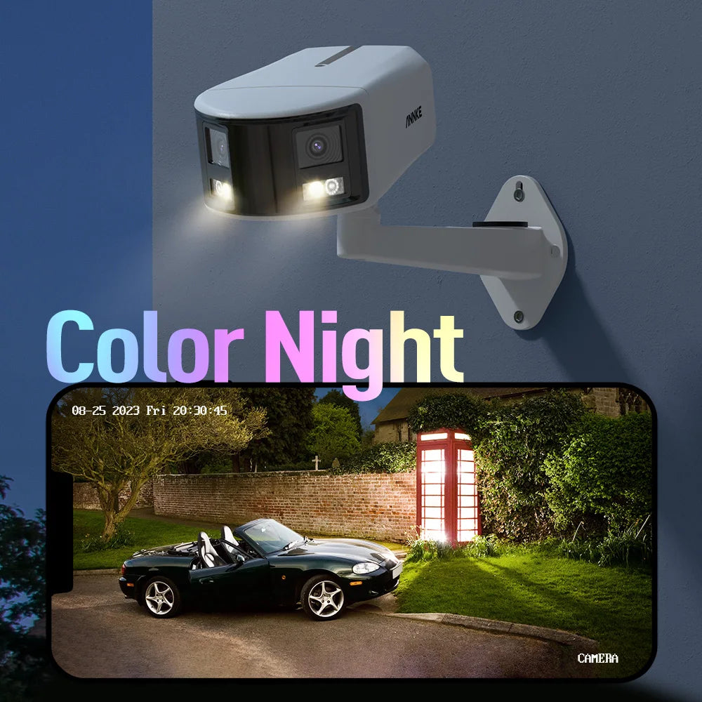 Annke Smart Home 180 Degree 8MP Duo POE Dual Lens Wide View Outdoor Video Camera 4K AI Human Detection 8MP Security CCTV Camera