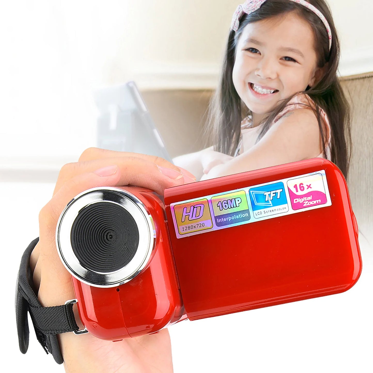 Portable Children Kids HD Digital Video Camera Camcorder with TFT LCD Screen Toy Red
