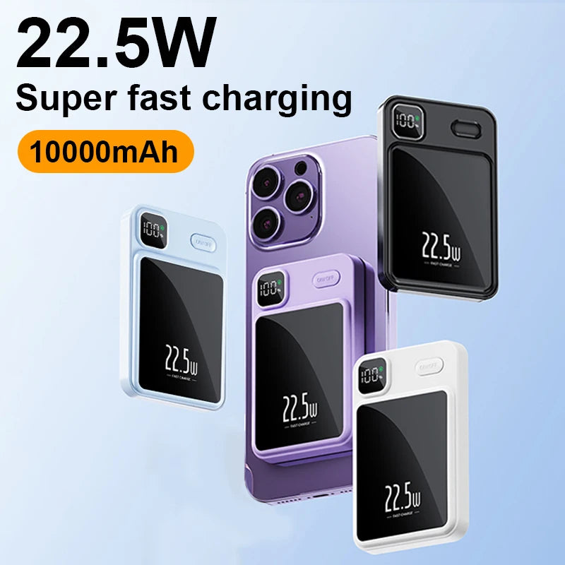 10000mAh Magnetic Wireless Power Bank 22.5W Ultra Fast Charging for iPhone 15 and Samsung