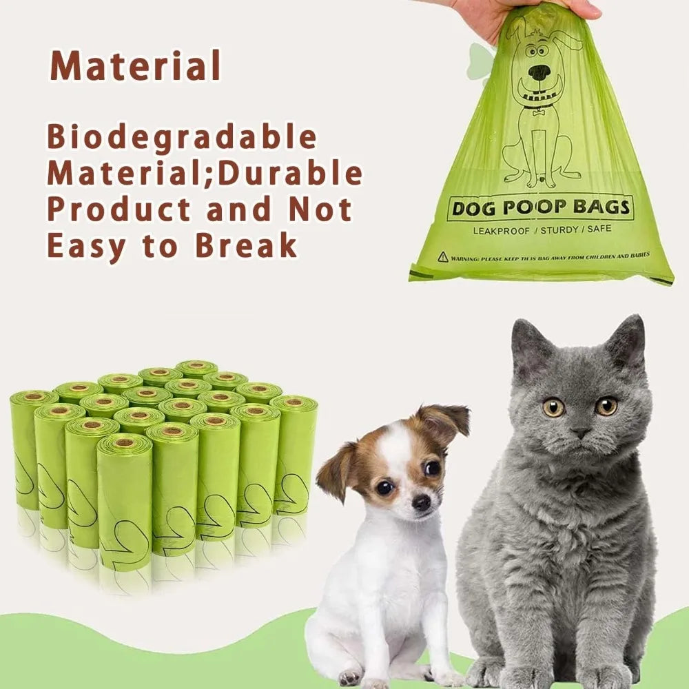 300 Count Unscented Dog Poop Bags Rolls Sturdy Leak Proof Easy to Carry Mixed PET and Polyethylene