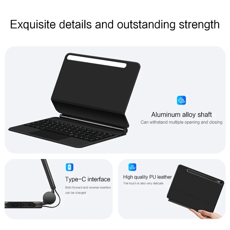 Keyboard Case For Samsung Galaxy Tab S9 FE 10.9 S9 S8 S7 Magnetic Smart Folio Cover With Magic Backlight And Multi-Touch