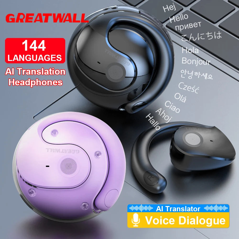 GreatWall AI Real Time Translation Wireless Bluetooth Earphones Supporting Over 100 Voice Languages