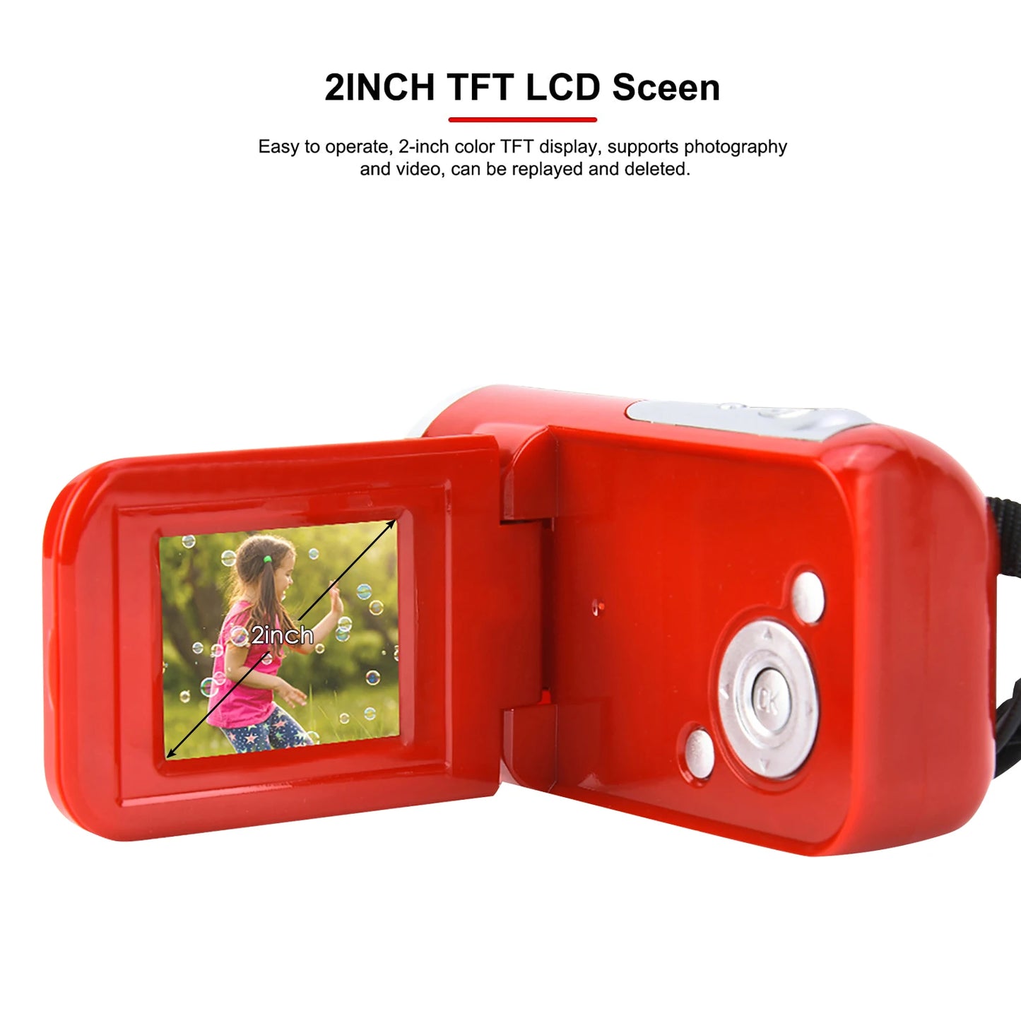 Portable Children Kids HD Digital Video Camera Camcorder with TFT LCD Screen Toy Red