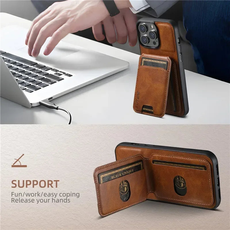 Luxury Wallet Phone Case Card Holder Leather Magnetic Pocket Cover for iPhone 16 15 14 13 12 11 Pro Max Plus XS XR 16 Pro Max
