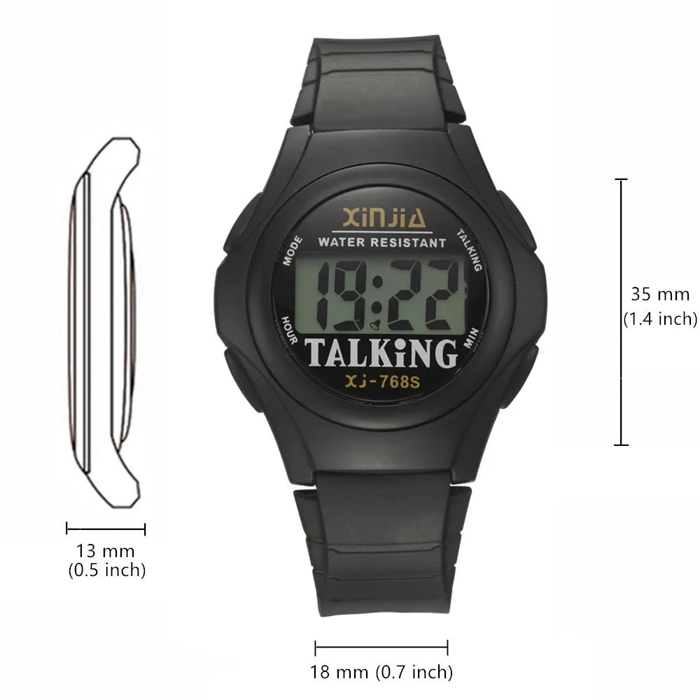 English Talking Watch for Blind Elderly Visually Impaired Digital Clock with Alarm and Time Chime Function