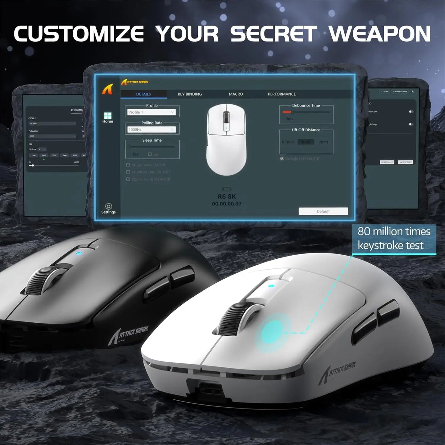 Attack Shark R6 Lightweight Wireless Gaming Mouse PAW 3950Max Sensor Bluetooth Rechargeable Computer Mouse 8KHz Polling