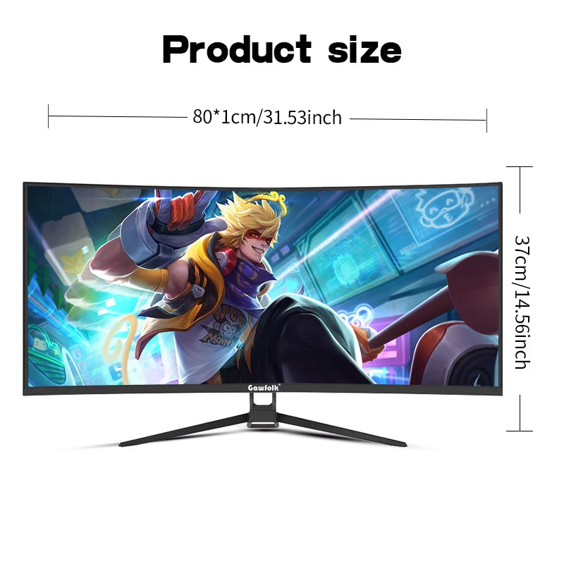 Gawfolk 34 Inch Curved 144Hz Gaming Monitor Bezel-less Slim Design 1500R HDR400 100 Percent sRGB Wide Color Gamut Fast VA Panel