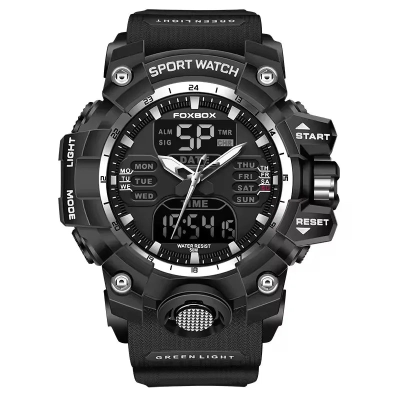 LIGE Waterproof Luxury Sport Chronograph Alarm Wristwatch for Men Military Quartz Digital Clock