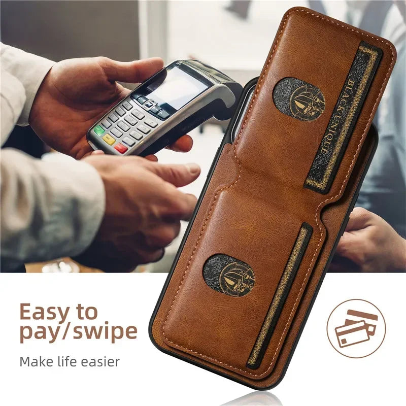 Luxury Wallet Phone Case Card Holder Leather Magnetic Pocket Cover for iPhone 16 15 14 13 12 11 Pro Max Plus XS XR 16 Pro Max