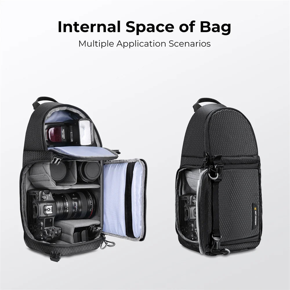 K&F Concept Waterproof Camera Crossbody Bag Shoulder Sling Bag for DSLR SLR Canon Nikon Leica