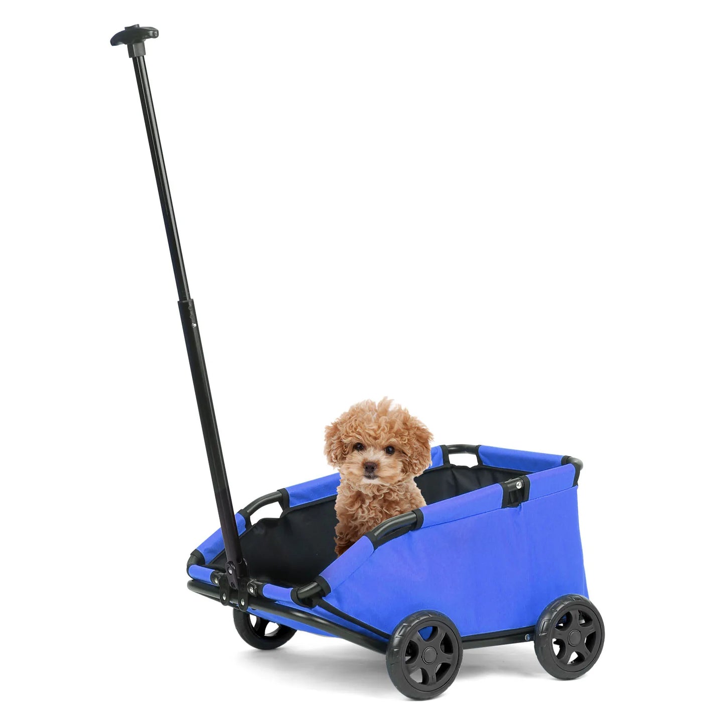 Small Pet Cart 4 Wheels Folding Dog Stroller Lightweight 360 Degree Rotating Trolley for Small Cats and Dogs