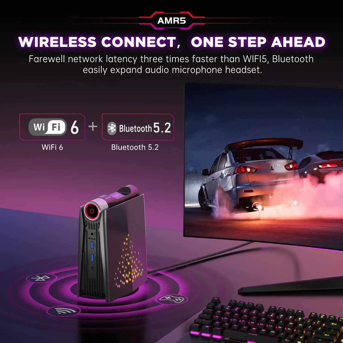 ACEMAGIC S3A Mini PC Gaming AMD Ryzen 7 5700U 16GB 32GB DDR4 512GB 1TB SSD RGB Light Control WiFi 6 BT 5.2 Gaming Computer