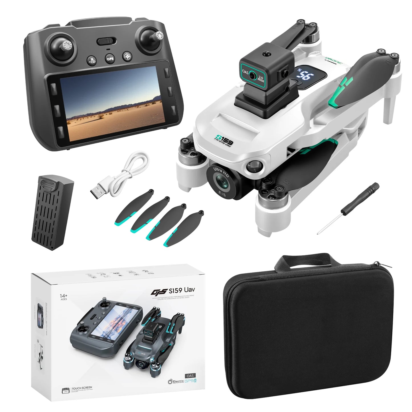 2025 Long Endurance GPS Drone with Dual Cameras and 5.9 Inch LCD Remote Controller featuring Brushless Motor and Quad Obstacle Avoidance