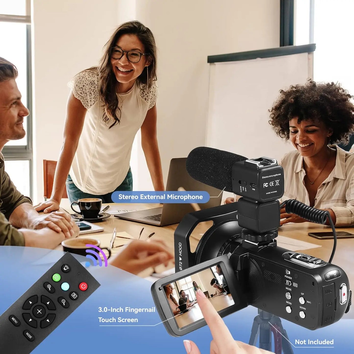 4K Video Camera Camcorder with 18X Digital Zoom 48MP Vlogging Camera for YouTube 3 Inch IPS 270 Degree Rotating Touchscreen