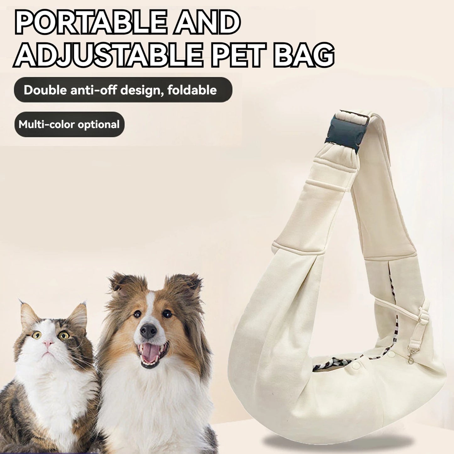 Small Pet Sling Holder Hands Free Reversible Pet Carrier Handbag Dog and Cat Sling Easy Portable