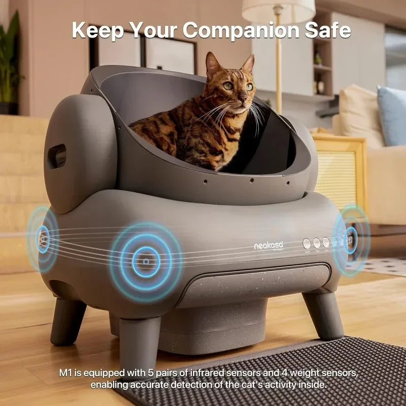 Origin M1 Large Low Noise Odor Eliminator App Controlled Intelligent Electric Self Cleaning Smart Automatic Cat Litter Box