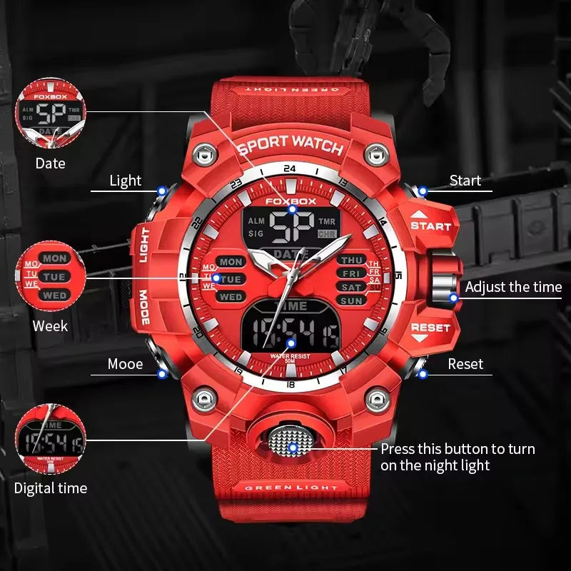 LIGE Waterproof Watches for Men Luxury Sport Chronograph Alarm Wristwatch Military Quartz Clock Digital Male Watch