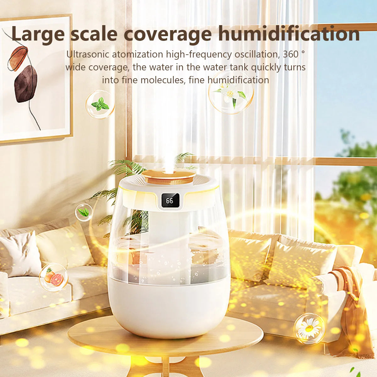 USB Portable Dual Nozzle Cold Fog Silent Humidifier with AI Intelligent Digital Display
