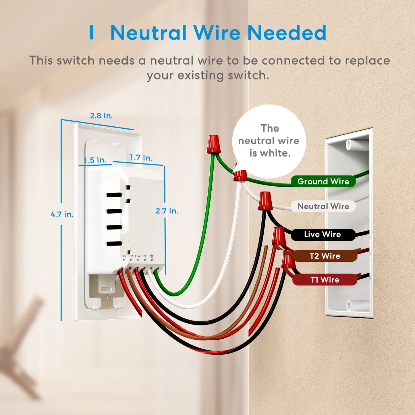 Meross HomeKit 3 Way Smart Dimmer Switch Kit WiFi Dimmer Switch for Dimmable LED Light Compatible with Alexa Google SmartThings No Hub Required