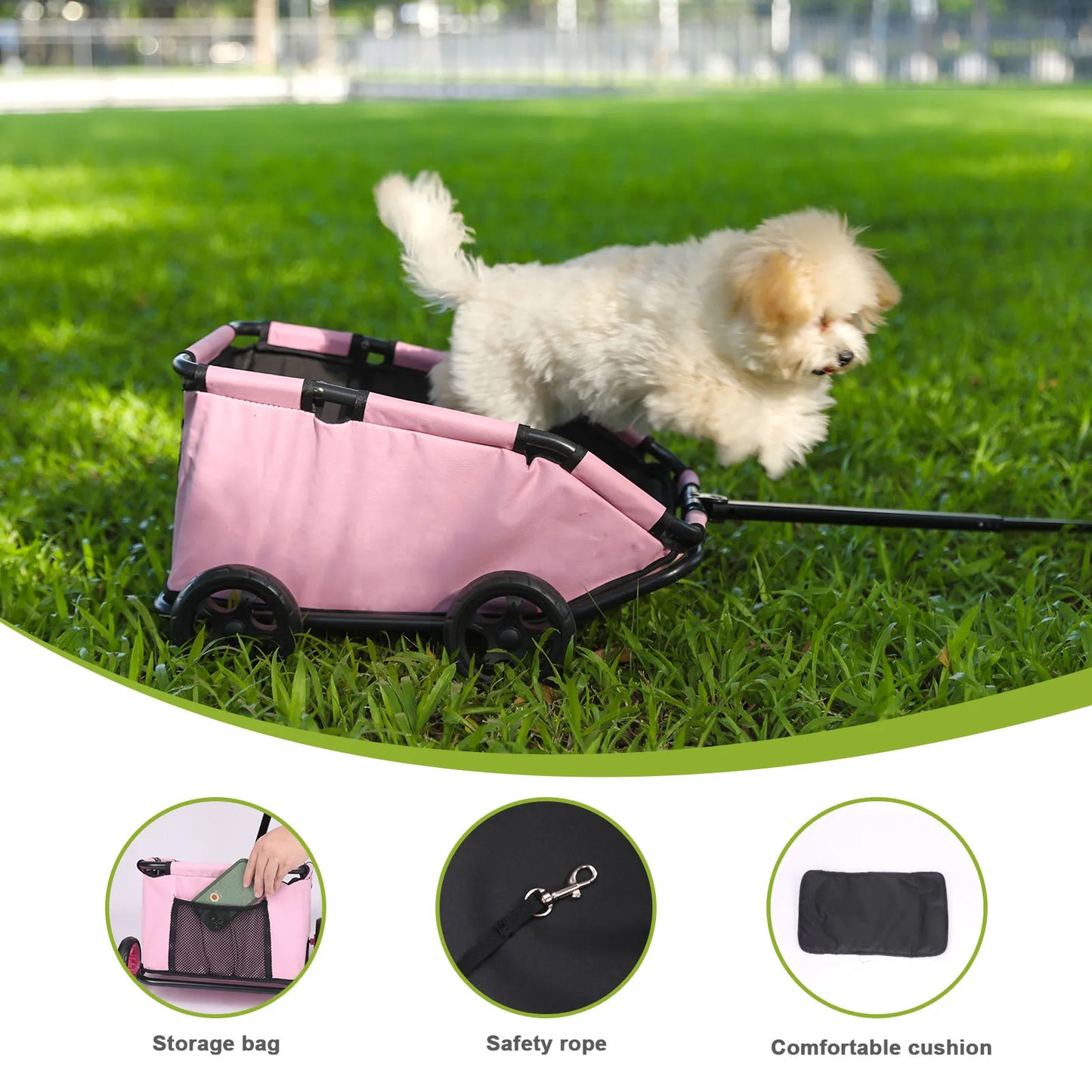 Small Pet Cart 4 Wheels Folding Dog Stroller Lightweight 360 Degrees Rotating Trolley Pet Stroller for Small Cats and Dogs