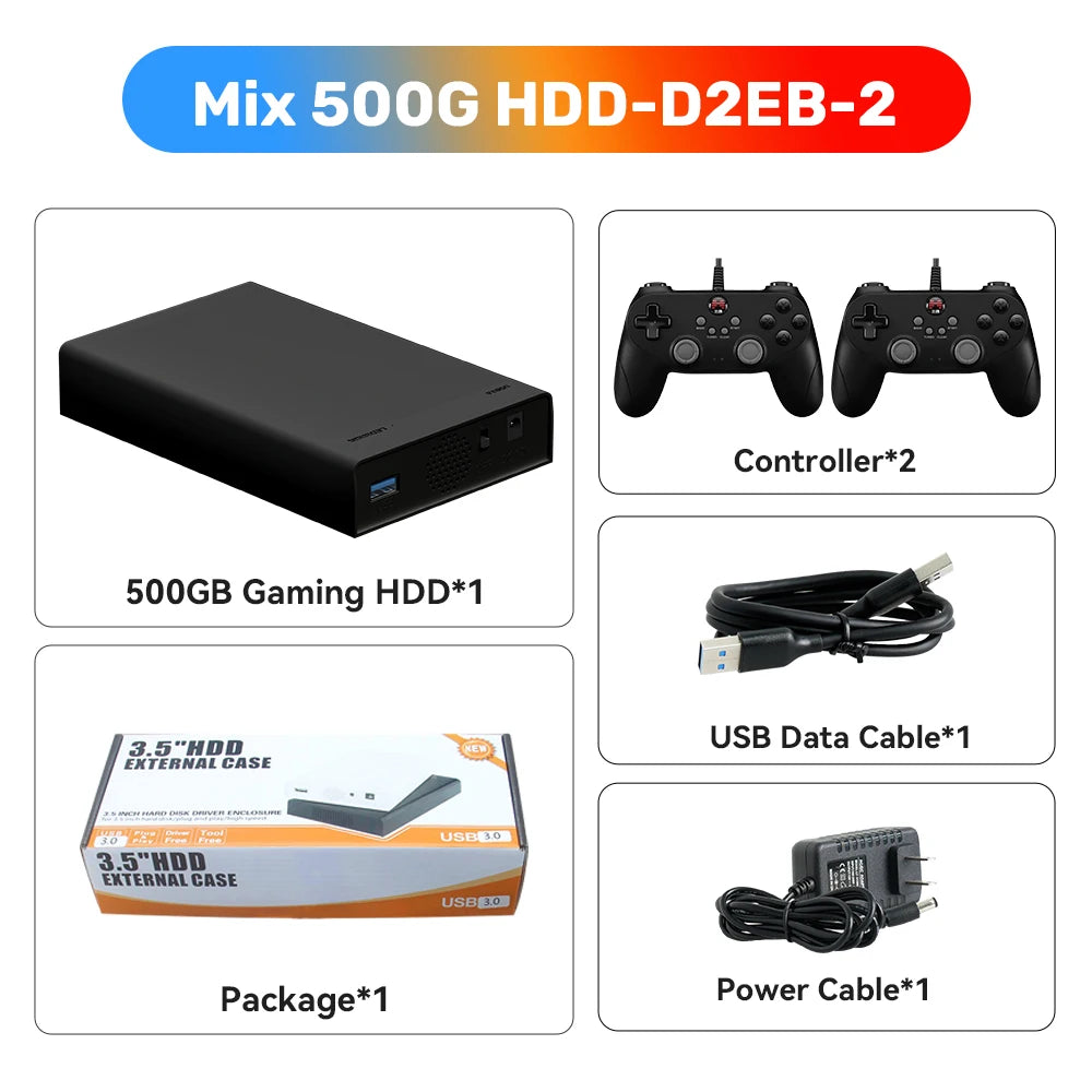 500GB Gaming HDD Retrobat Launchbox Playnite OS Retro Video Game Console for PS3 Switch Xbox PS2 Wii WiiU with 38200 Plus Games