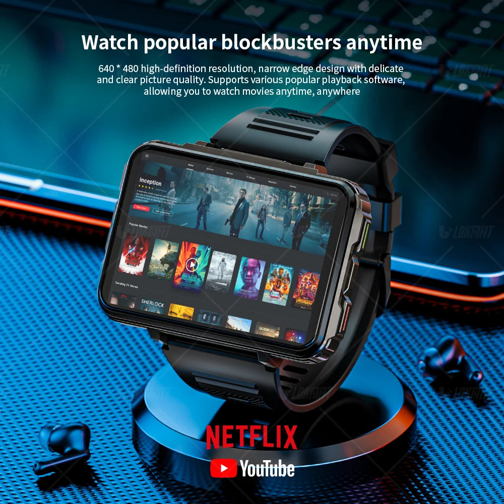 Lokmat Appll P5 Max Android Watch Phone Square Big Screen Wifi 4G Calls Smartwatch Dual Camera Flashlight Gaming Watch
