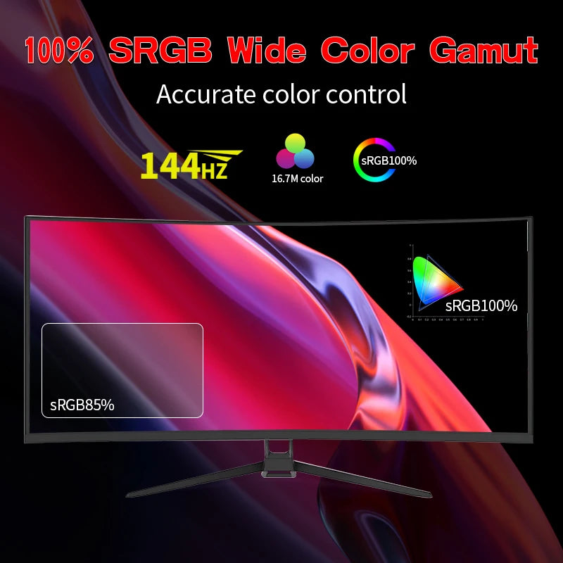 Gawfolk 34 Inch 144Hz Curved Gaming Monitor Bezel-less Slim 1500R HDR400 100 Percent sRGB Wide Color Gamut Fast VA Panel