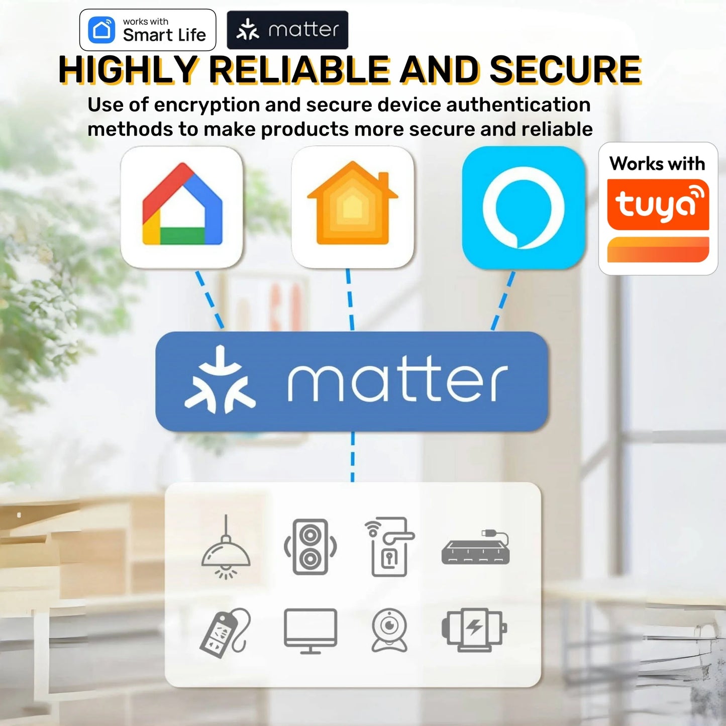 Matter WiFi Mini Smart Socket 10A US Timing Wireless Voice Control Smart Life App Compatible with Tuya HomeKit Alexa Google Home
