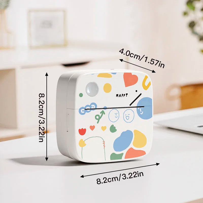 B4 Mini Portable Printer For Photo With 8 Roll Sticker Thermal Color Pocket Label Maker Bluetooth Office Printing