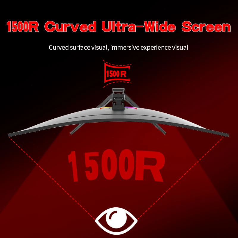 Gawfolk 34 Inch Curved 144Hz Gaming Monitor Bezel-less Slim Design 1500R HDR400 100 Percent sRGB Wide Color Gamut Fast VA Panel