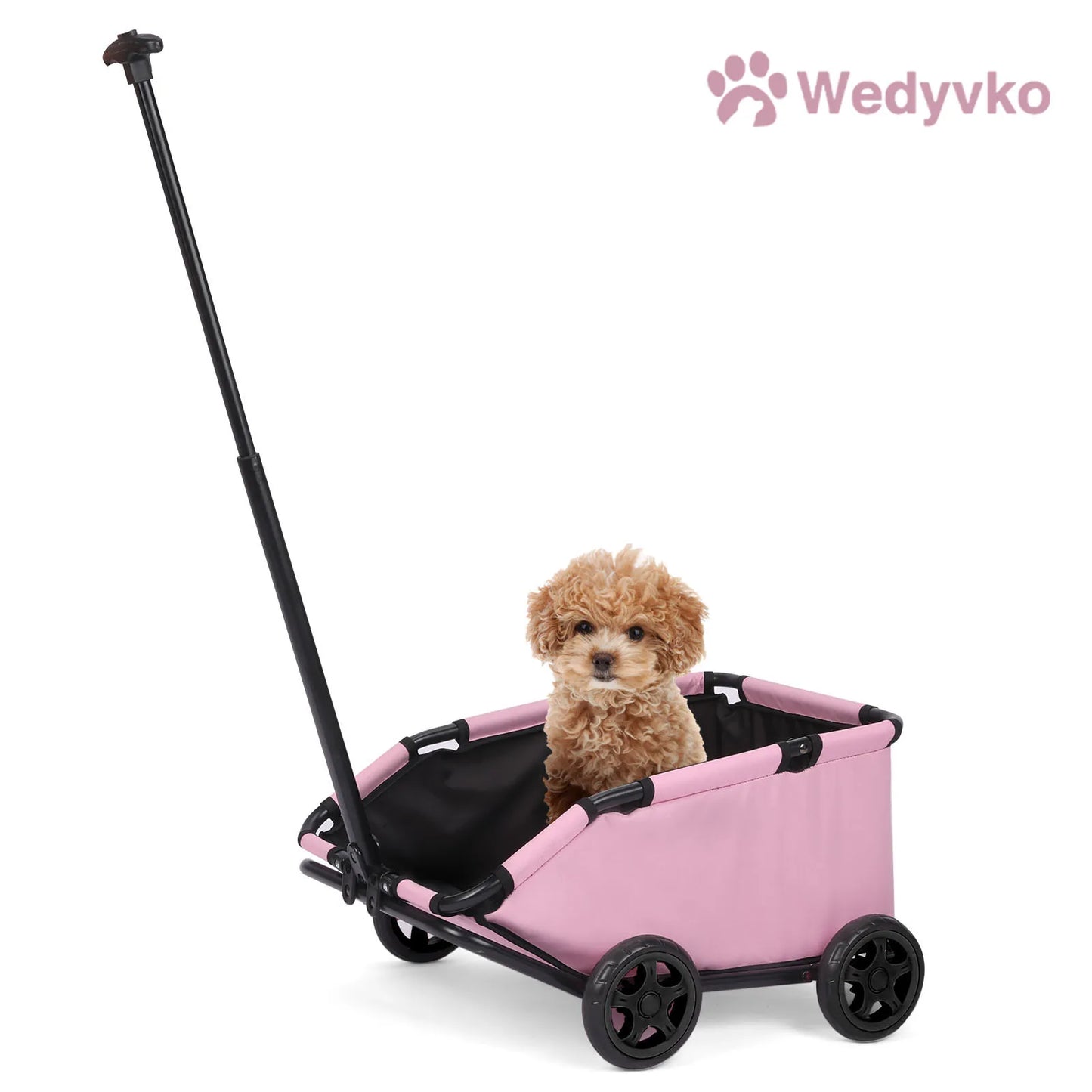 Small Pet Cart 4 Wheels Folding Dog Stroller Lightweight 360 Degree Rotating Trolley for Small Cats and Dogs