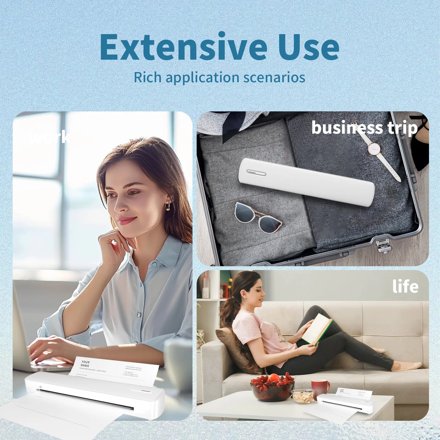 Portable Wireless Inkless Thermal Printer A4 C80 300DPI Mobile Printer for Android iOS Travel Work Home