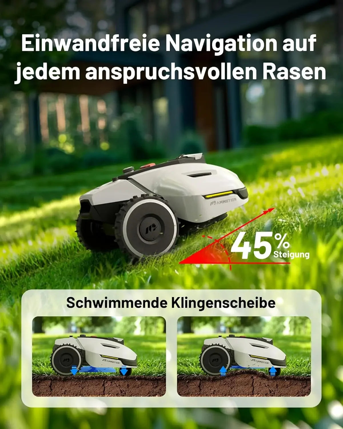 YUKA 1500 Robot Lawn Mower 2024 Version 3D Vision and RTK Technology Fusion Mapping System for 0.37 Acres Lawn 45 Percent Slope Battery Powered APP Control