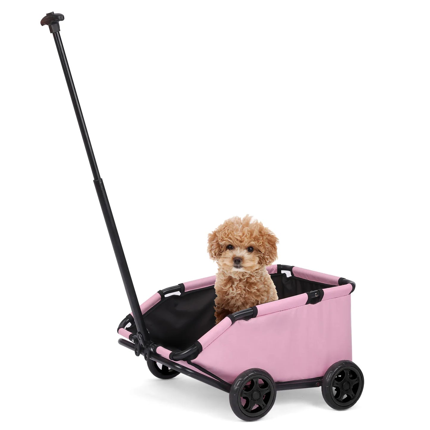 Small Pet Cart 4 Wheels Folding Dog Stroller Lightweight 360 Degree Rotating Trolley for Small Cats and Dogs