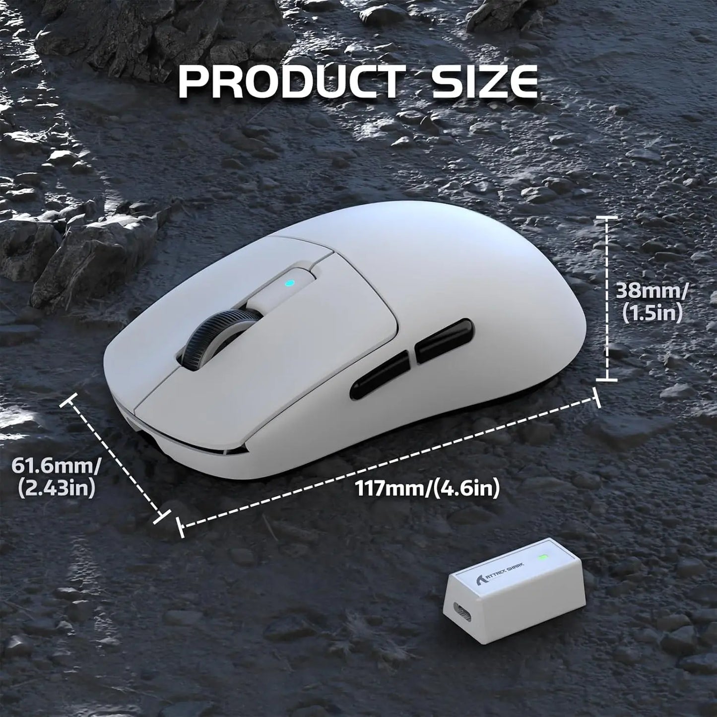 Attack Shark R6 Lightweight Wireless Gaming Mouse PAW 3950Max Sensor Bluetooth Rechargeable Computer Mouse 8KHz Polling