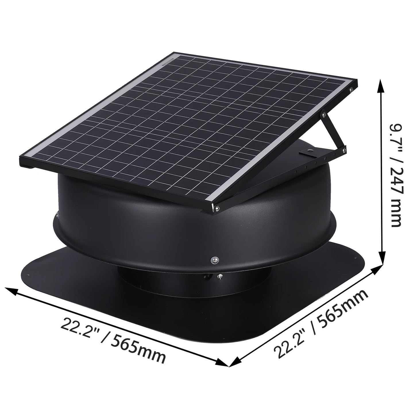 Vevor Solar Attic Fan 40 Watt 1230 CFM Large Air Flow Low Noise Weatherproof Roof Vent with 110V Smart Adapter