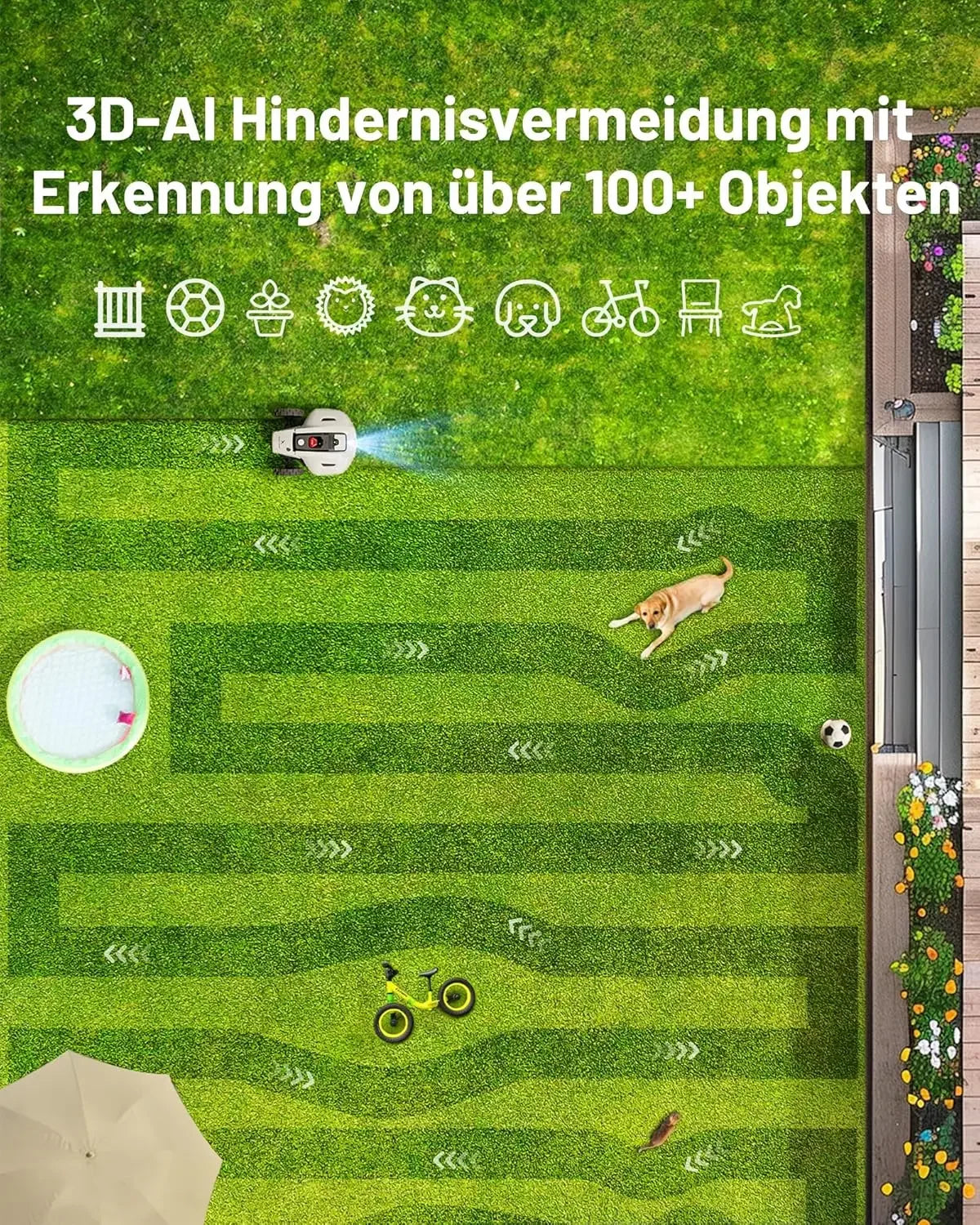 YUKA 1500 Robot Lawn Mower 2024 Version 3D Vision and RTK Technology Fusion Mapping System for 0.37 Acres Lawn 45 Percent Slope Battery Powered APP Control