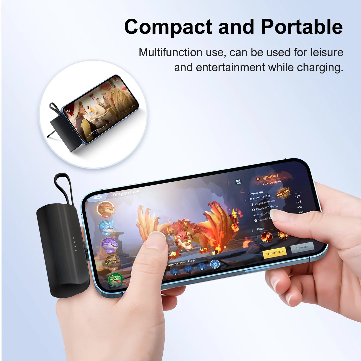 Mini Power Bank Portable 4500mAh Power Phone Charger Capsule Dual USB-C Ports for iPhone 16 15 15 Plus 15 Pro 15 Pro Max Android