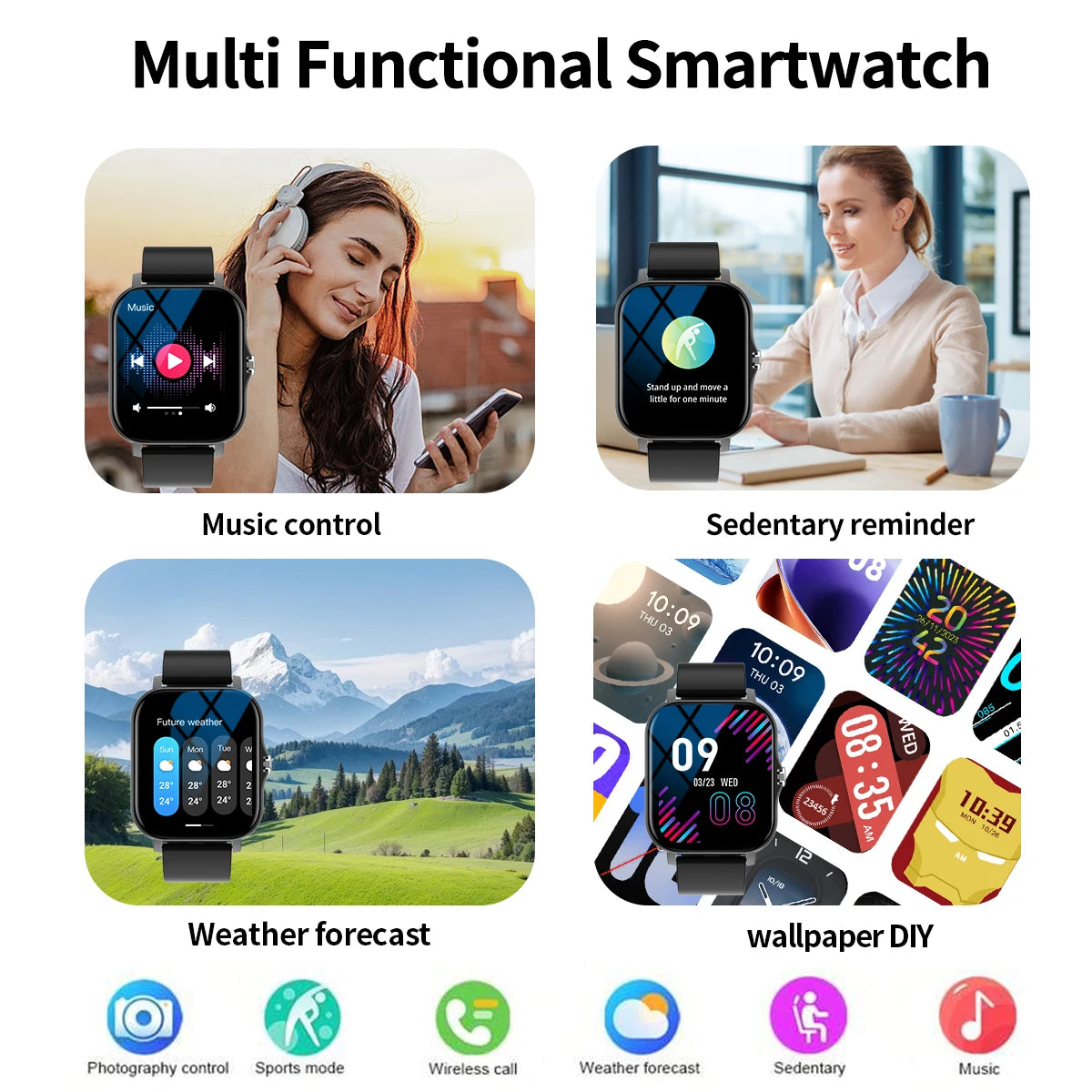 Hot Smart Watch Multi-Function Sports Smart Watch Wireless Call Wireless Music Multiple App Message Reminders Unisex
