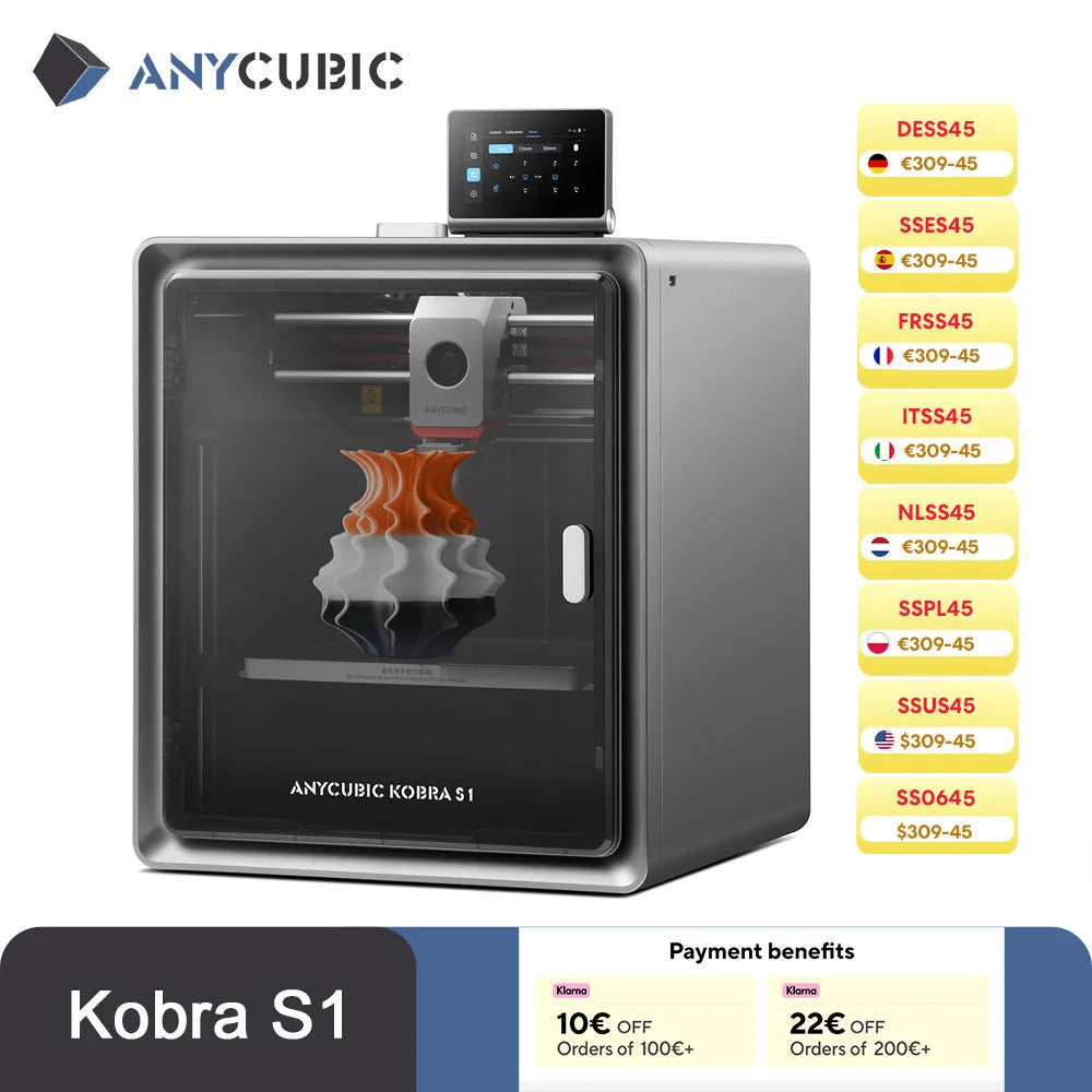 Anycubic Kobra S1 Multi Color 3D Printer Core XY Stable Structure High Precision Ultra Quiet Max Speed 600mm/s