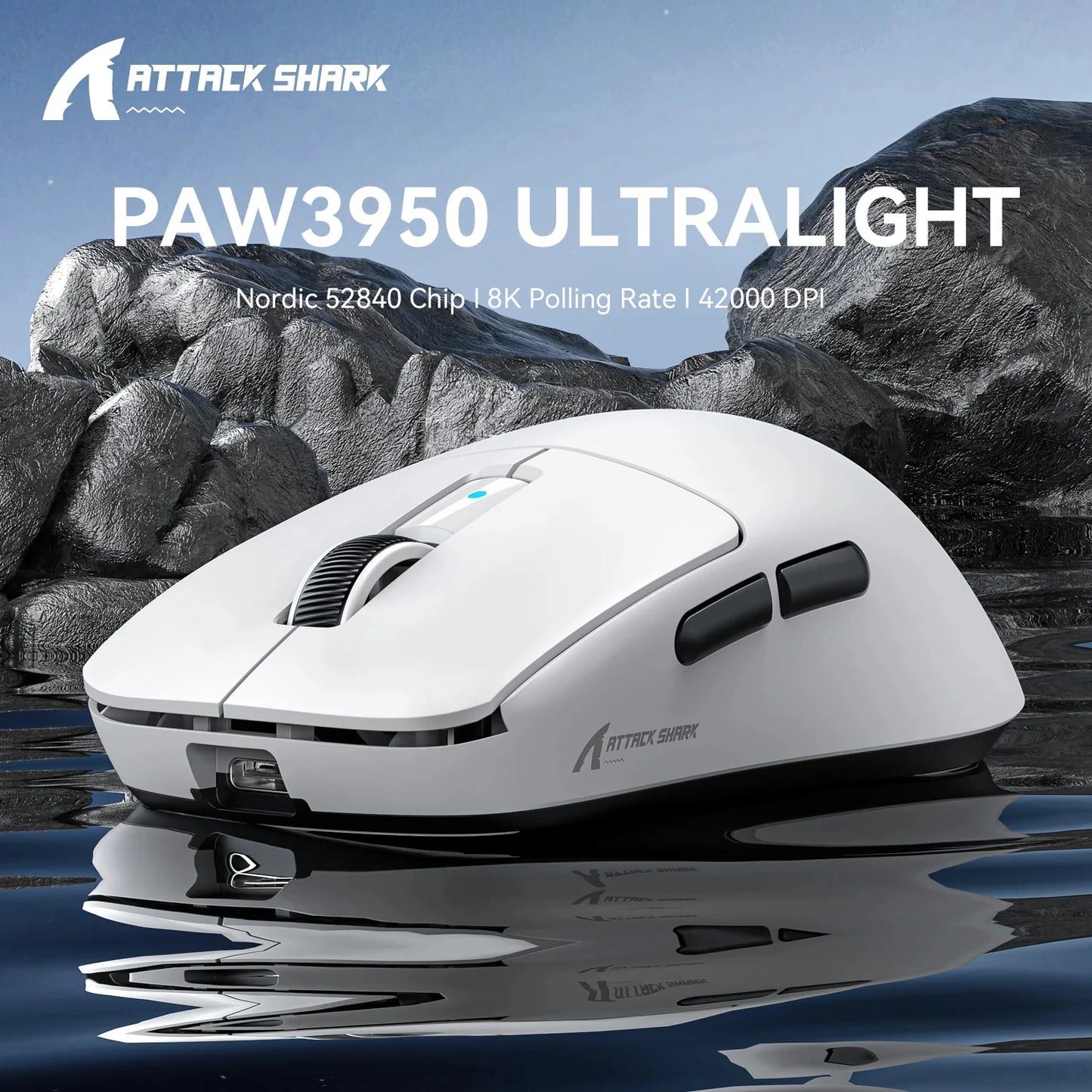 Attack Shark R6 Lightweight Wireless Gaming Mouse PAW 3950Max Sensor Bluetooth Rechargeable Computer Mouse 8KHz Polling