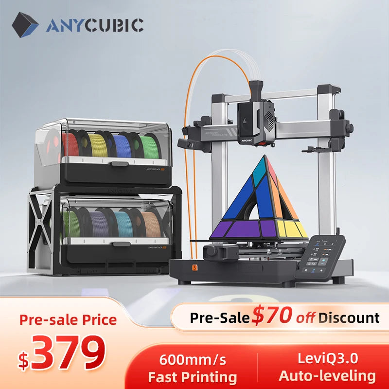 Anycubic Kobra 3 V2 Combo 3D Printer Large Size Fully Automatic Leveling FDM High Speed Desktop Multi Color 3D Printer